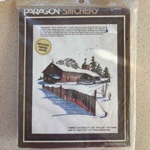 Paragon Stitchery Vintage Snowy Barn Scene Kit